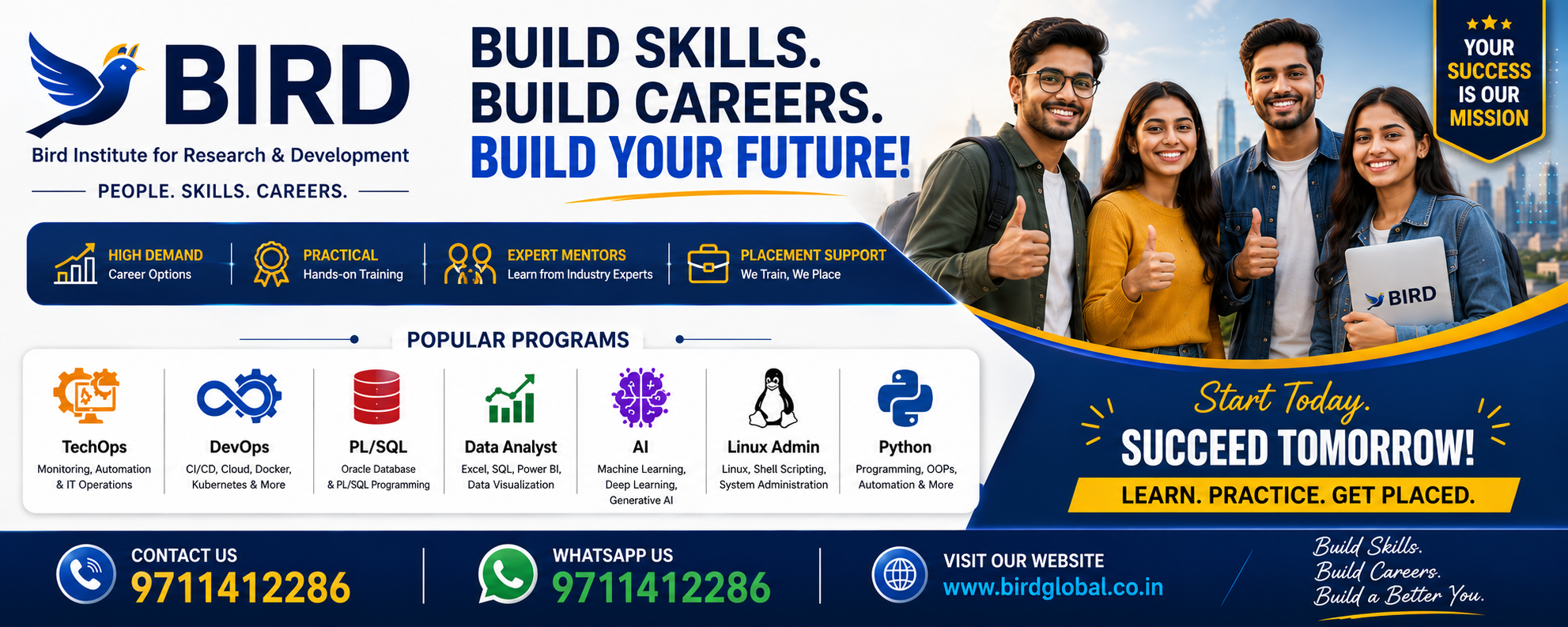 BIRD IT Training Programs - TechOps, DevOps, PL SQL, Data Analyst, AI, Linux Admin and Python