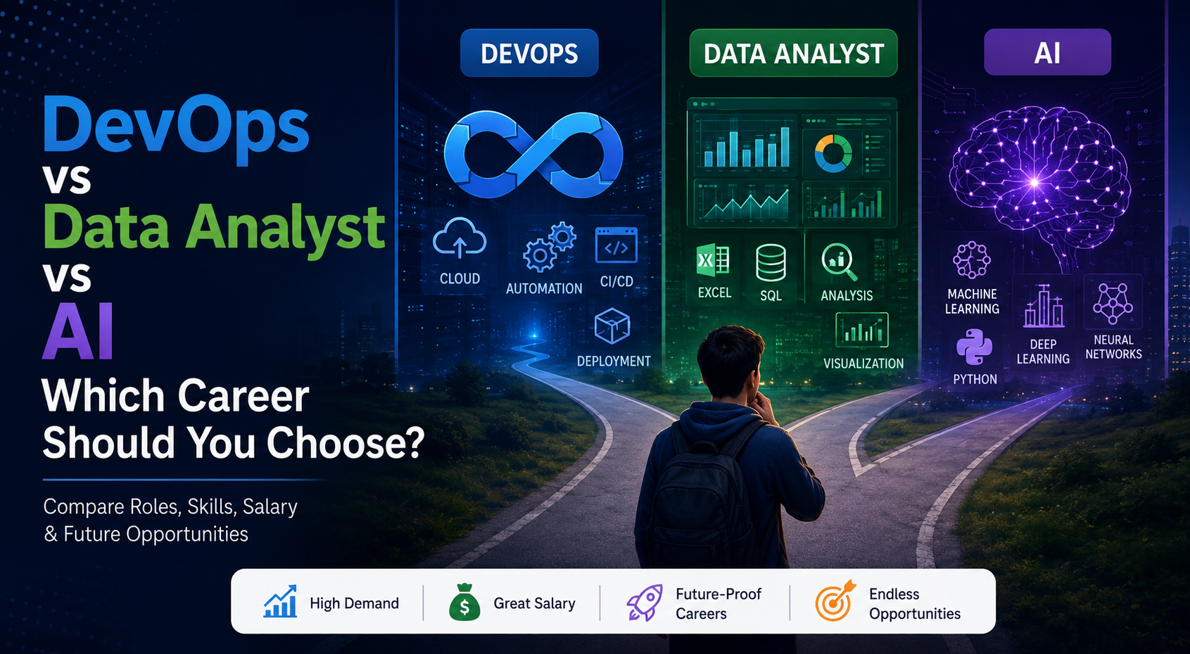 DevOps vs Data Analyst vs Artificial Intelligence (AI): Which Career Should You Choose in 2026? Complete Career Comparison Guide